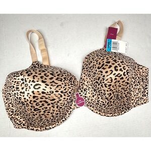 Playtex Secrets 44DDD Leopard Print Underwire Bra Full Coverage Smoothing NWT